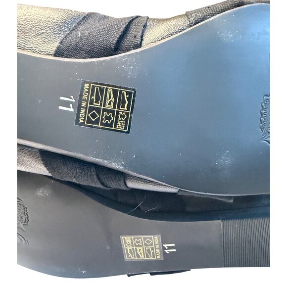 Free People Cece Wrap Ballet Flats Black Leather Ribbon Tie Size 11 - Picture 16 of 16